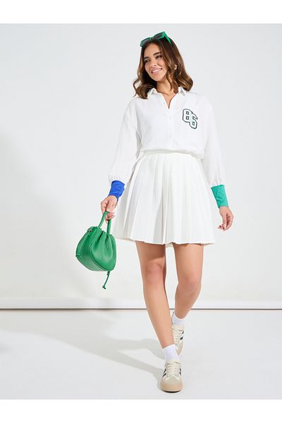 Styli High Low Hem Printed Shirt with Contrast Cuff