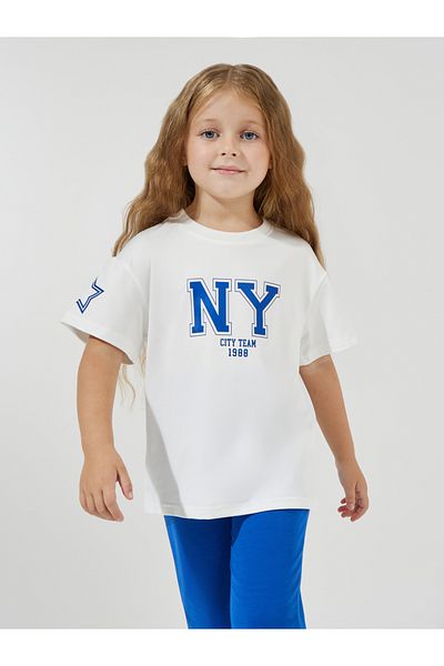 Styli NY Print Oversized T-Shirt & Flared Joggers Set
