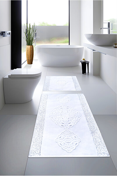 Cotton Crafty طقم سجادة حمام ممتصة للماء من القطن، سجادة حمام Ecomoss مجموعة من 2 60x100 - 60x50