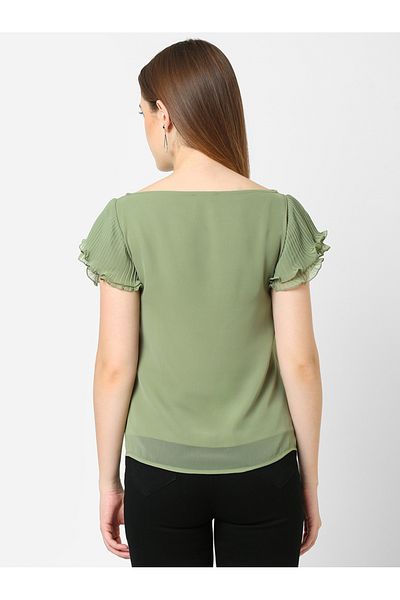 Mish By Styli Layered Plisse Sleeves Georgette Top