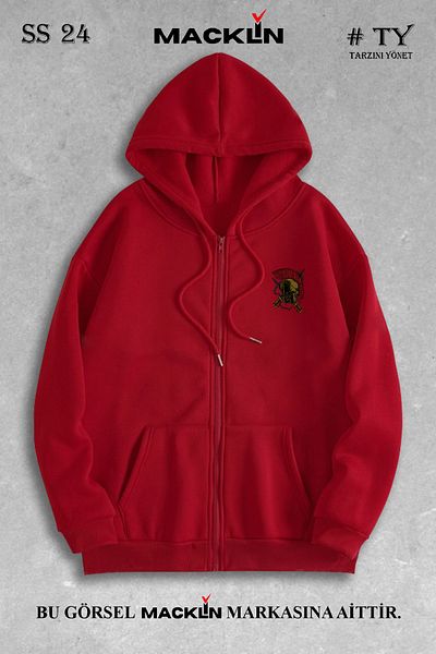 macklin Titan PrintedUnisexHooded ZipperedSweatshirt- Fleece Jacket