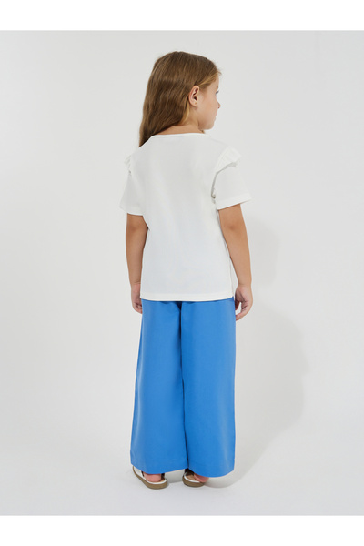 Styli Frill Detail T-Shirt & Wide Leg Pants Set