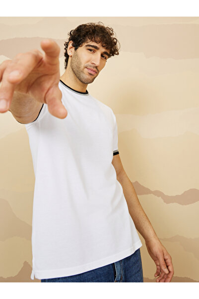 Styli Pique Knit Ringer Regular T shirt with Twin Tipping