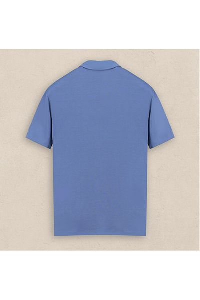 Sarar Tricou modal albastru cu gât polo