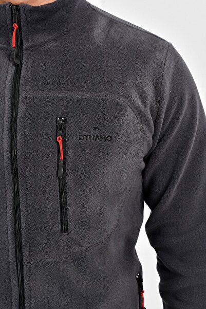DYNAMO Ανδρικό μπουφάν από φλις ανθρακί Plus Size