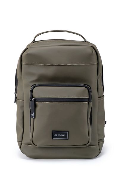 ICONE BAG Σακίδιο πλάτης με φερμουάρ Icone από συνθετικό δέρμα χακί
