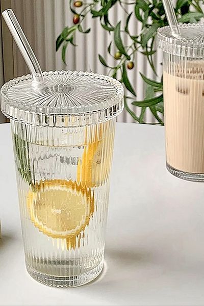 GİLLİ STORE 400 Ml Coffee and Presentation Cup - Origami Style, Cocktail Cup with Straw and Cup Lid