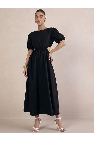 Femmella By Styli Poplin Cut-Out Waist Detail Maxi Dress