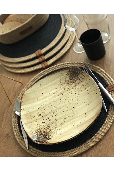 ogbemyworld طقم أطباق، مفارش أطباق، أطباق خوص، 6 صحون، 1 طبق خبز،