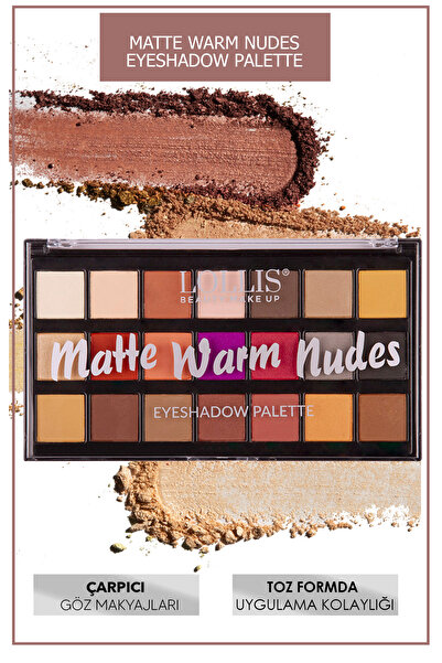 Lollis Matte Warm Eyeshadow Palette / Mat Warm Nudes Far Paleti