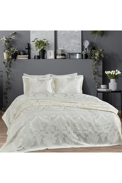 Dantela Jacquard Double Bedspread - Armada Cream