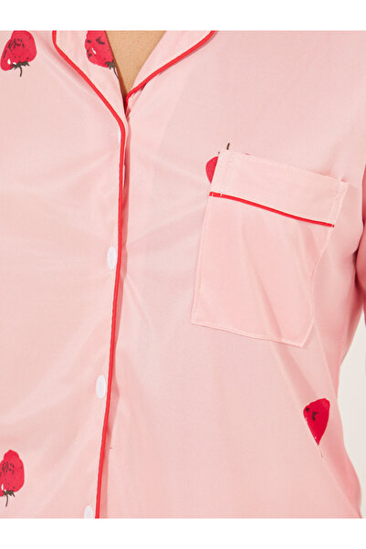 Take Two By Styli Strawberry Print Pocket Detail Shirt & Pyjama Set