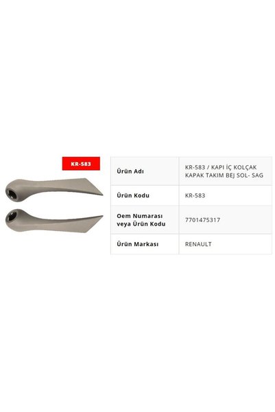 KAPI IÇ KOLÇAK KAPAK TAKIM BEJ SOL- SAG MEGANE 2 7701475317
