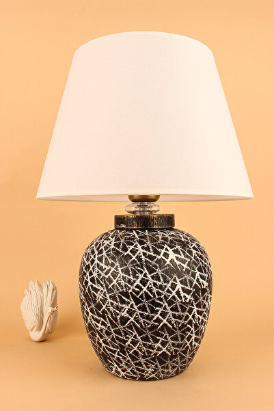 Hmydesign Rapide Handmade Seramik Abajur Siyah Beyaz