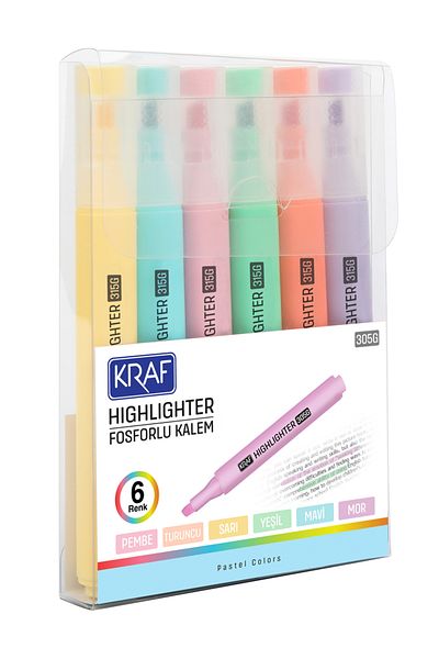 Modellino 6-piece Triangle Pastel Colors Highlighter - 315g Highlighter Set