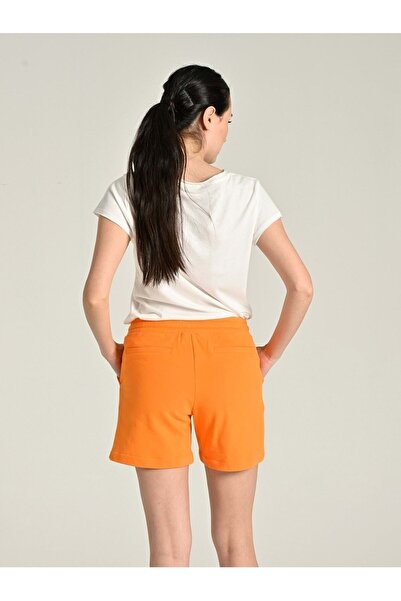 Letoile Kadın Önü Baskılı Üç Iplik Organik Pamuk Şort Turuncu