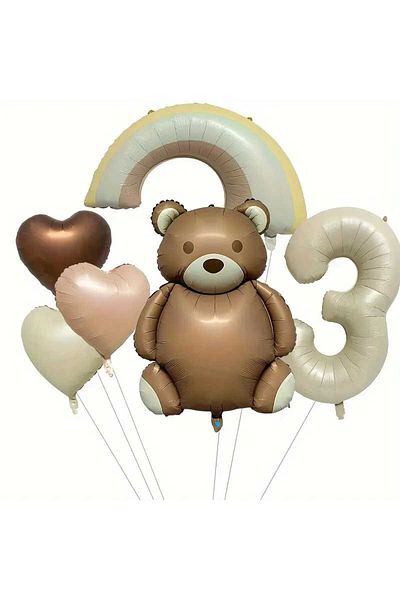 DÜVENCİ TİCARET Retro Colored Heart and Sober Foiled Wet Balloon Set
