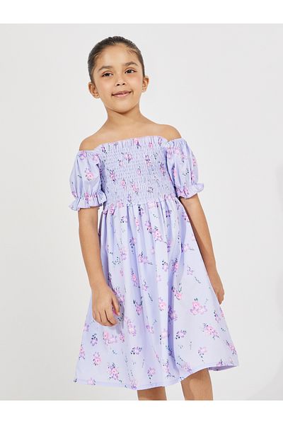 Styli Floral Print Gathered Dress
