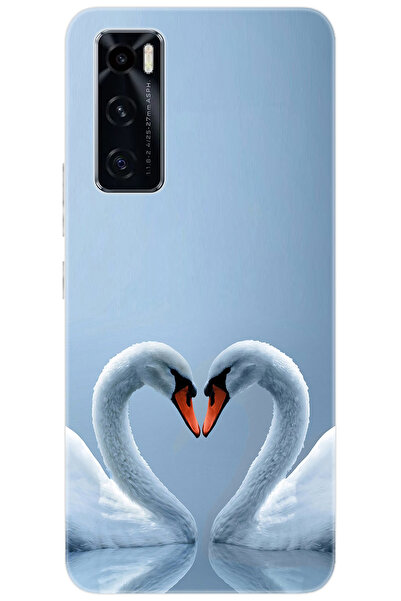 vivo Y70 (V2023) Uyumlu Kılıf Desen Baskılı Silikon Kuğ ve Kalp STK:305 CP-Z6...
