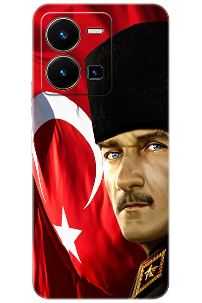 vivo Y22S / Y35 Uyumlu Kılıf Desen Baskılı Silikon Atatürk ve Türk Bayrağı ST...