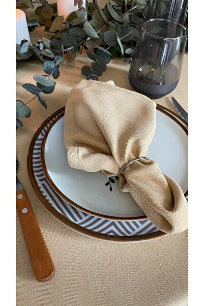 Decamor home 6 قطع من مناديل المائدة المخملية ذات الملمس الناعم بلون البيج الداكن ورغوة العسل