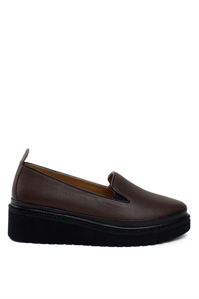 Ayakkabı Fuarı Elit SRK24602-1 Γυναικεία παπούτσια casual από γνήσιο καφέ καφέ
