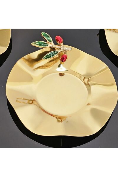 atabey home collection طبق شاي معدني مكون من 6 قطع - طبق فاخر من دالي الزيتون