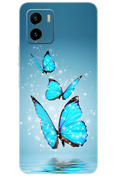 vivo Y15S (V2120) Uyumlu Kılıf Desen Baskılı Silikon Mavi Kelebek STK:710 CP-...