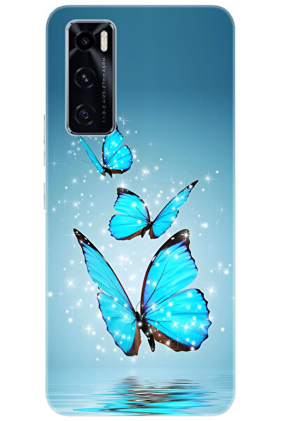vivo Y70 (V2023) Uyumlu Kılıf Desen Baskılı Silikon Mavi Kelebek STK:710 CP-H...