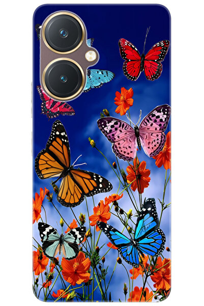 vivo Y27 (V2249) Uyumlu Kılıf Desen Baskılı Silikon Renkli Kelebekler STK:741...