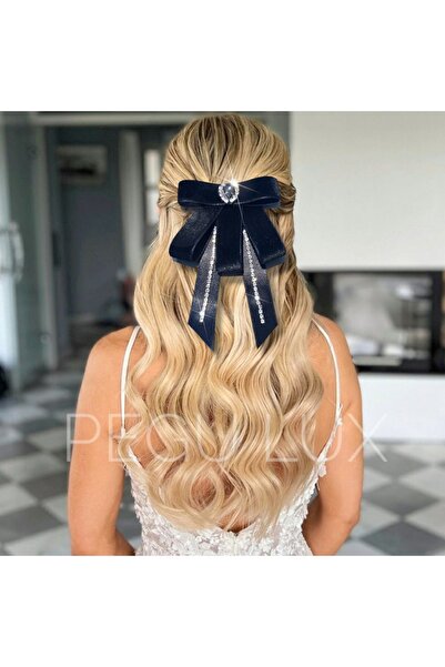 Pegu SİYAH KADİFE KURDELE ÖZEL TASARIM OTOMATİK TOKA TAŞ DETAYLI