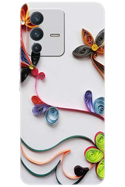 vivo V23 5G (V2130) Uyumlu Kılıf Desen Baskılı Silikon Çiçek Desen STK:220 CP...
