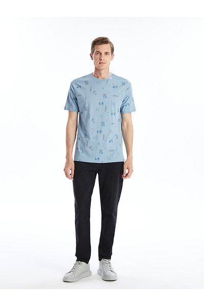 LC Waikiki LCW Herren-T-Shirt aus gekämmter Baumwolle – Rundhalsausschnitt, kurze Ärmel, bedruckt
