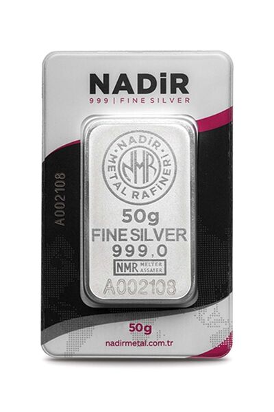 Nadir Gold 24 Ayar 50 Gr Gümüş Külçe