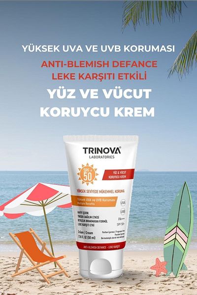 Trinova Anti-Blemish Spf +50 Sunscreen 50ml