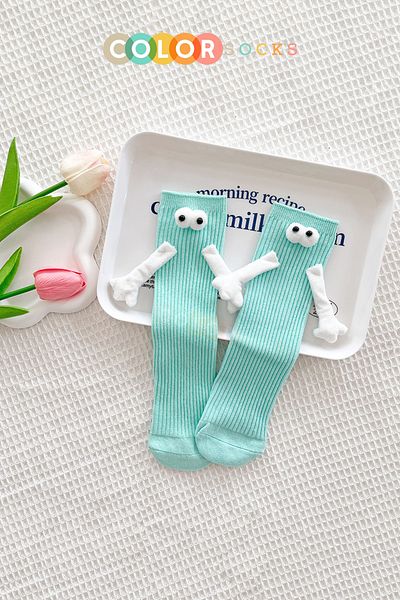 Color Socks Комплект тюркоазени магнитни чорапи - 1 чифт с капси (УНИСЕКС)