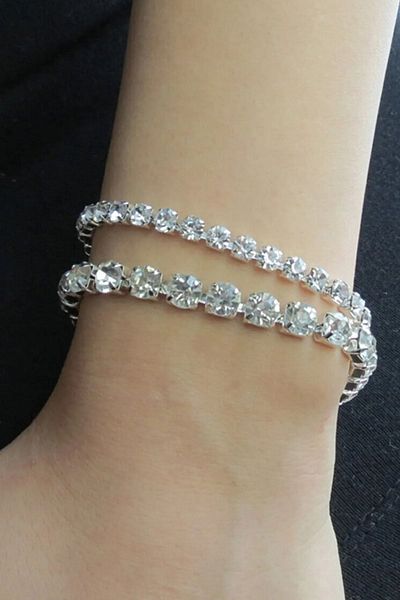 Furtek Aksesuar Γυναικείο βραδινό φόρεμα Pio Model Crystal Zircon Stone Ασημένιο Διαμαντένιο Βραχιόλι γάμου αρραβώνων Υπόσχεση Henna Party Prom βραχιόλι