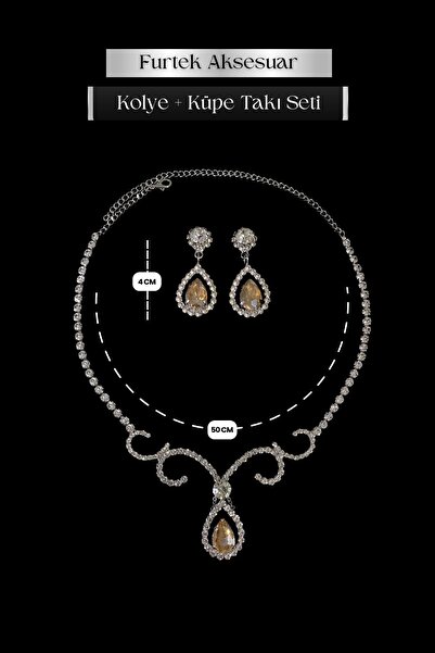 Furtek Aksesuar Kadın Semente Model Gold Renk Kristal Zirkon Taşlı Gümüş Kapl...