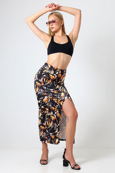 winmoda Fusta Lungă Diver Fabric Slit Lungime Maxi 92 Cm Model Multicolor