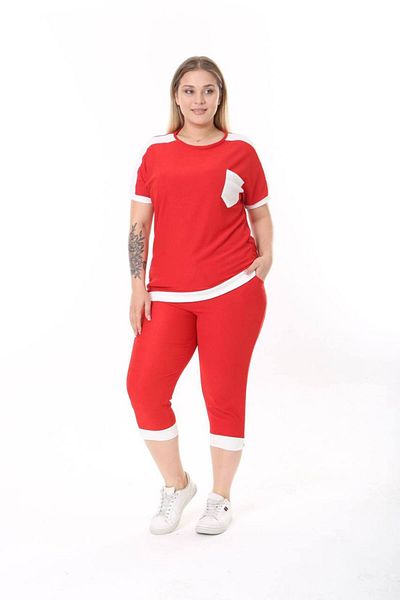 garajmood Red and White Stripe Detailed Large Size Set