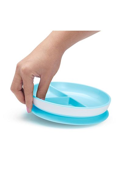 Munchkin 360 Practice Fixed Vacuum Feeding Plate and Miracle Cup - 6 Months+ Blue & Blue 2 Pack