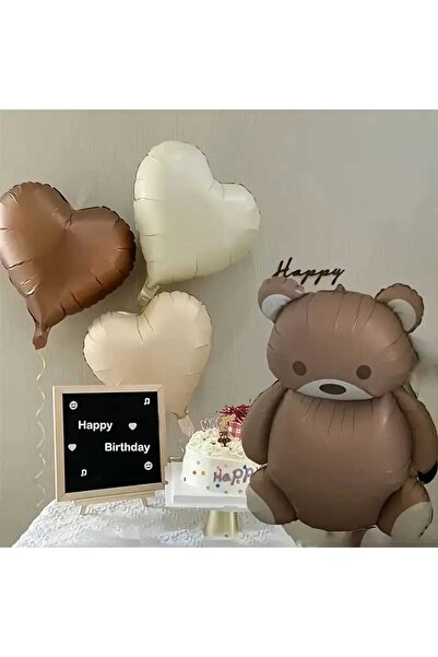 DÜVENCİ TİCARET RETRO RENK AYICIK VE KALP FOLYO BALON SET