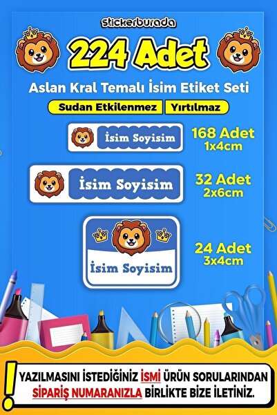 Demo Etiket Okul Kreş Etiketi Kalem Defter Özel Isim Yazılabilen Etiketi Stic...