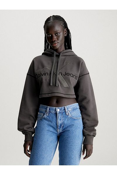 Calvin Klein Kad n Pamuklu Logolu Regular Fit Kapu onlu Gri Sweatshirt J20J222540 PT2 Fiyat Yorumlar Trendyol