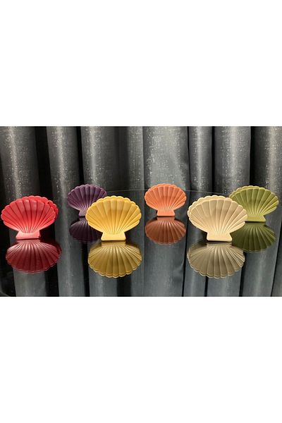 ELİF COLLECTİON مشبك مزلاج بلح البحر على شكل صدف ملون، مجموعة من 6 قطع