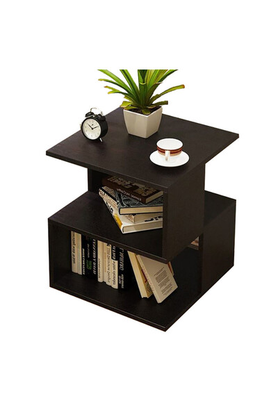 Modern home Stylish Black Asymmetrical Side Table with Storage