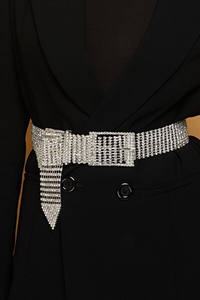 Furtek Aksesuar فستان سهرة نسائي مكون من 10 صفوف بإبزيم فضي كريستال وحجر الزر...