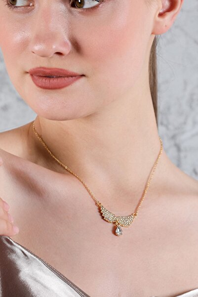 Furtek Aksesuar قلادة نسائية على شكل جناح الملاك موديل ذهبي اللون وسلسلة على ...