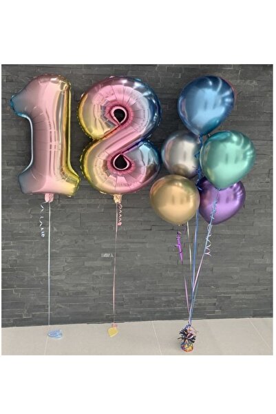 BİDOLUMUTLULUK Gökkuşağı 18 Yaş Folyo Balon Seti