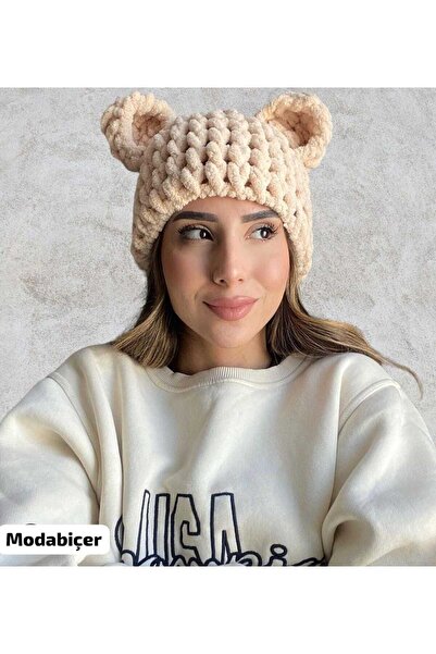 Moda Biçer Plush Bear Ear Beanie mbcr